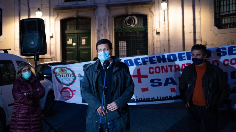 Vigília do sector do táxi, Lisboa, em frente ao Ministério do Ambiente e da Ação Climática
