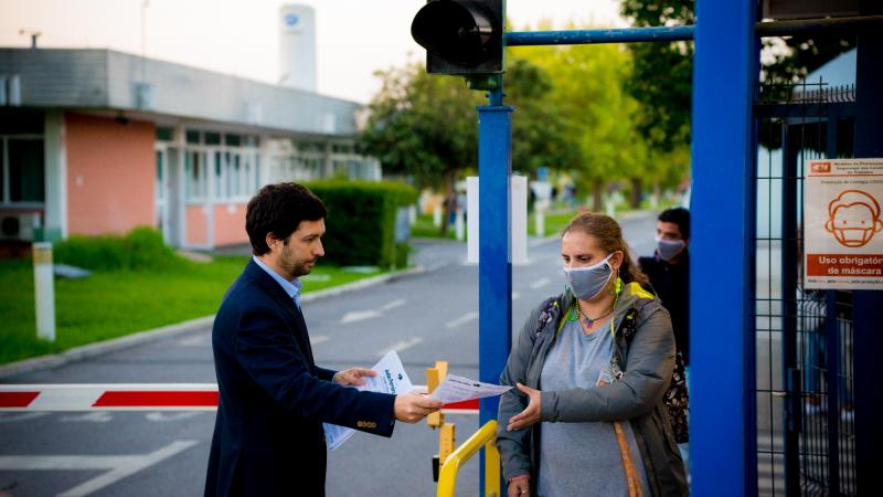 Contacto com trabalhadores da Tyco, Évora