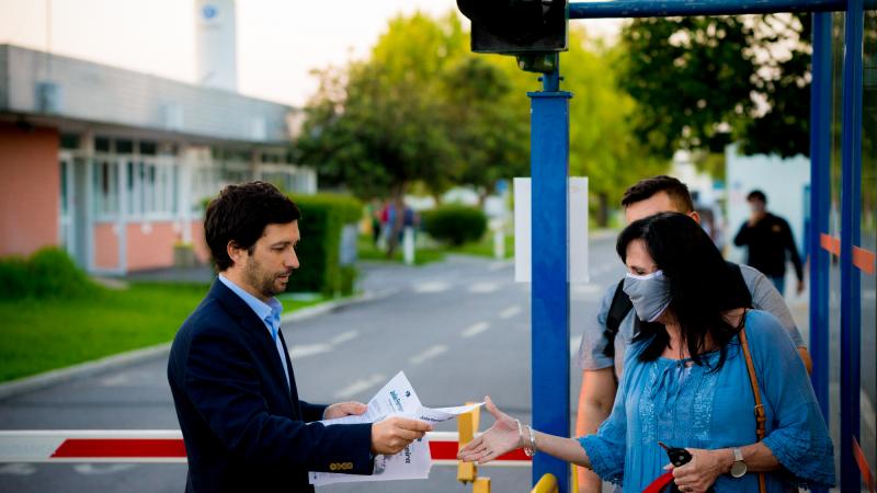 Contacto com trabalhadores da Tyco, Évora