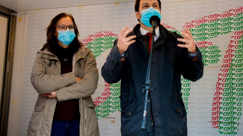 Manifestação dos trabalhadores da restauração, hotelaria e similares em frente ao Ministério do Trabalho, Lisboa