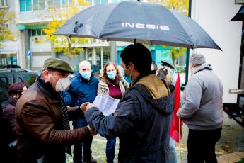 Manifestação dos trabalhadores da restauração, hotelaria e similares em frente ao Ministério do Trabalho, Lisboa