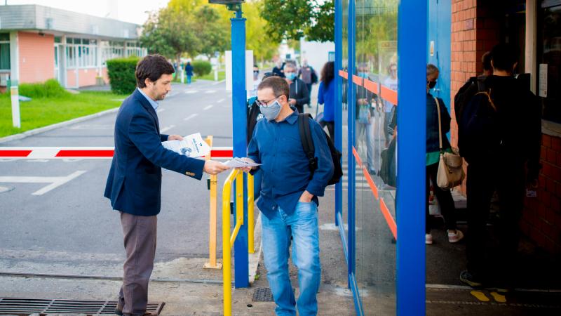 Contacto com trabalhadores da Tyco, Évora