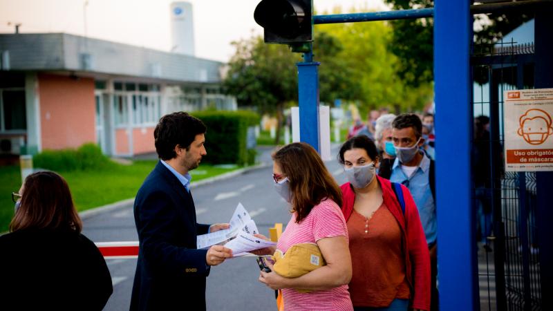 Contacto com trabalhadores da Tyco, Évora